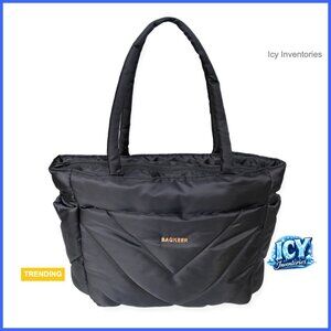 Lightweight Puffer Tote Bag with Waterproof Nylon, YKK Zipper